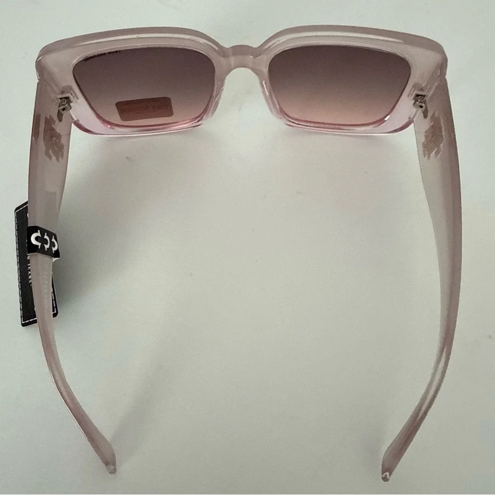 NEW TRUE RELIGION Oversized Square Sunglasses Clear Light Pink Acetate